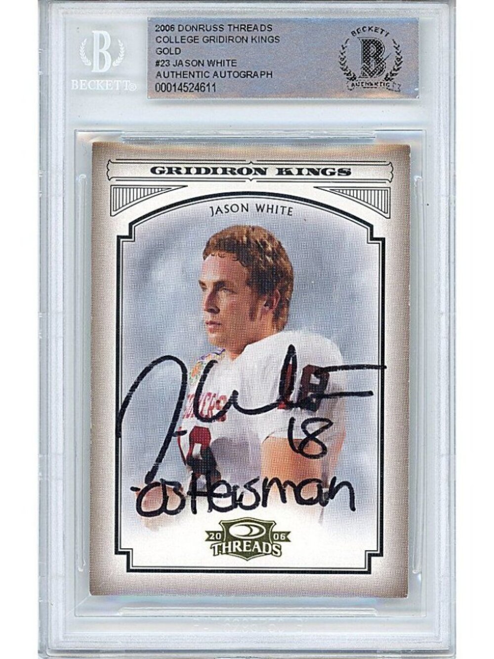 Jason White Signed OU Sooners Heisman 2006 Gridiron Kings Card Beckett Autograph